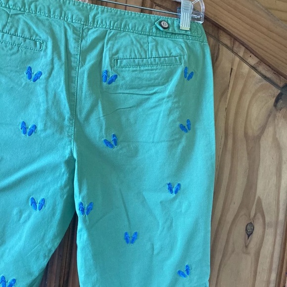 Women's Earth Rocks green with blue embroidered flip flop Bermuda shorts size 9 - Picture 7 of 8